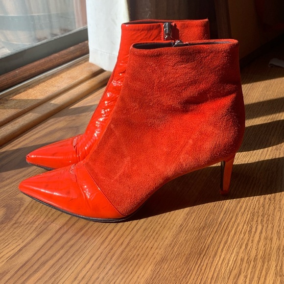 rag & bone Beha Boot Orange Suede Size 9 Italian Leather Slim Stiletto Shoe - Picture 1 of 6